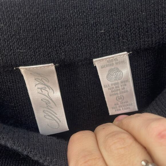 LORD & TAYLOR Black Knit 100% Merino Wool Pull On Skirt Size Medium - Picture 3 of 6